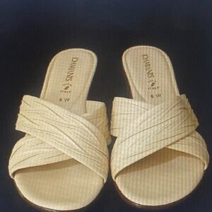 Make Offer" Cream Wedge Sandals with Braided Strap